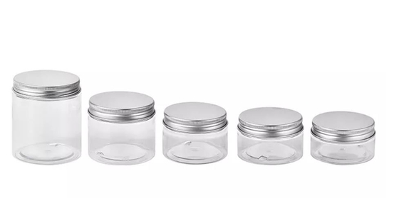 El plástico cosmético del ANIMAL DOMÉSTICO de la boca ancha de la categoría alimenticia sacude 80ml con la tapa de plata de aluminio